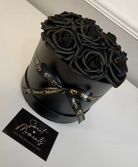 Luxury Black Artificial Rose Hat Box, Home Decor