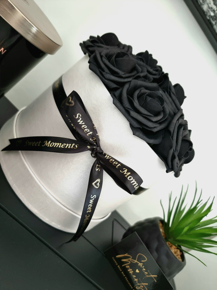 Black Artificial Rose Flower Arrangements Hat Box, Bouquet, Birthday Gift, Home Decor, Father's Day Gift, Gift For Him, Gift Fir Her, Gifts