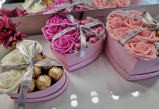 Pink and white luxury gift boxes