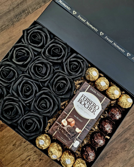 Luxury Black Rose Chocolate Ferrero Rocher Gift Box, Birthday Gift, Christmas Present, For Him, For Her, Husband, Man, Women, Anniversary