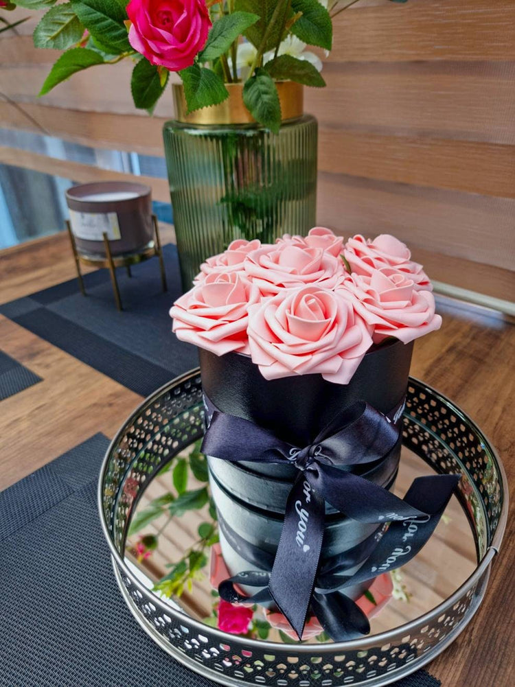 Luxury Pink Rose Flower Hat Box Gift