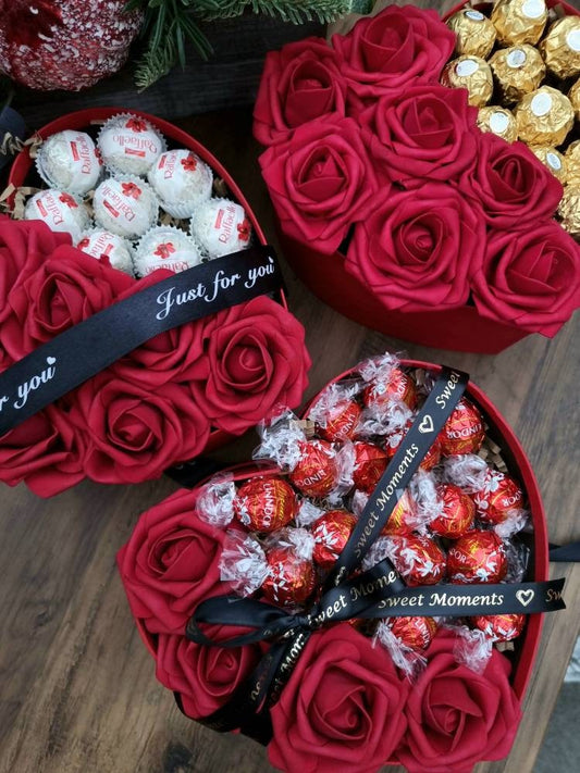 Luxury Ferrero Rocher Chocolate Rose Heart Hat Box Gift, For Her, For Him, For Women, For Man, Birthday Present, Valentine's Day, Wedding