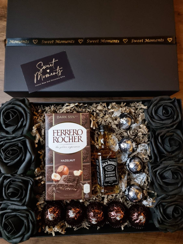 Luxury Black Rose Chocolate Gift Box, Jack Daniels Birthday Gift For  Him Hamper, Men, Her, Best Man, Usher, Father, Valentine's Day Present