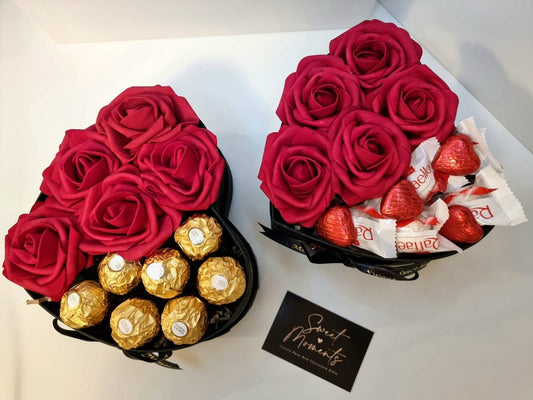 Luxury Artificial Red Rose Rafaello Ferrero Rocher Chocolate Heart Hamper Hat Gift Box, Valentine's Day Personalised Gifts, Birthday Present